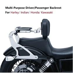 Magekyn Multi-Purpose Driver Passenger Seat Backrest with Folding Luggage Rack for Harley Davidson and Indian Motorcycles