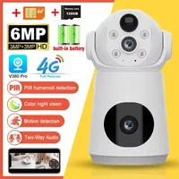 4G/WiFi IP Camera 6MP Dual Lens & Screen PIR Human/Pet Detection Night Vision Home Security Indoor/Outdoor Baby/Pet Monitor
