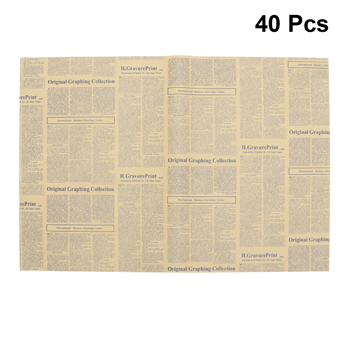 

40 Sheets Vintage Kraft Paper Flower Wraps Newspaper Design Unique Gift Wrapping Paper Retro Packaging for Birthday Holiday