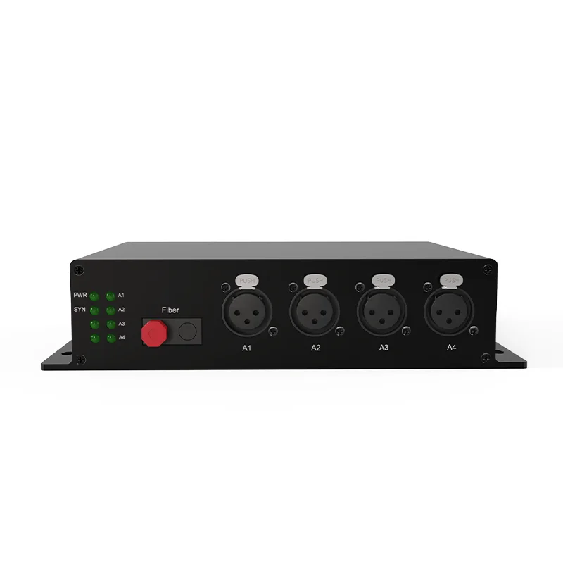 Desktop Size 4 Channel XLR  Over Fiber Broadcast Audio Transmitters  and Receiver,  40ohm 24bits Sampling Audio to Fiber