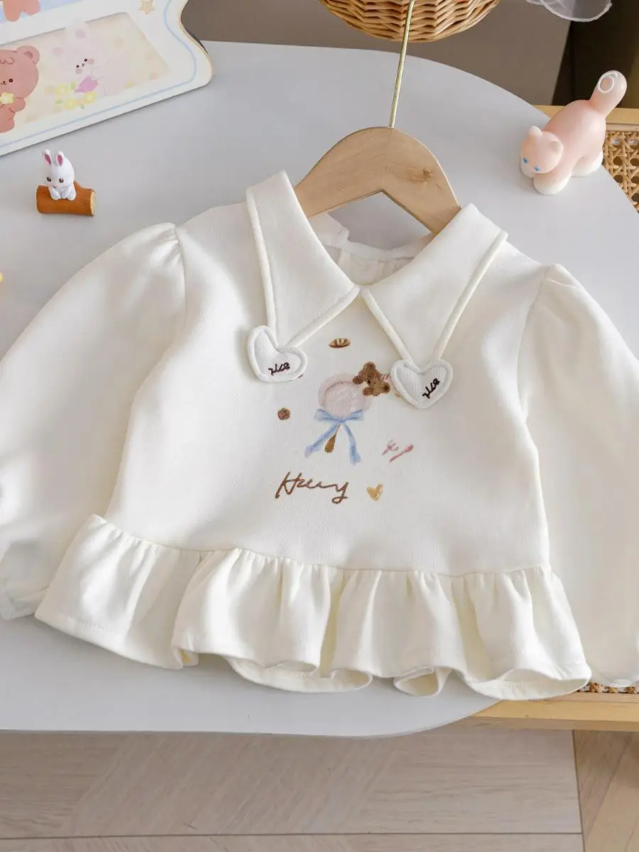 Sudadera Coreana de Primavera/Otoño para Niña, Informal, Versátil, con Cuello de Muñeca, Estampado, Ajuste Holgado, Manga Larga