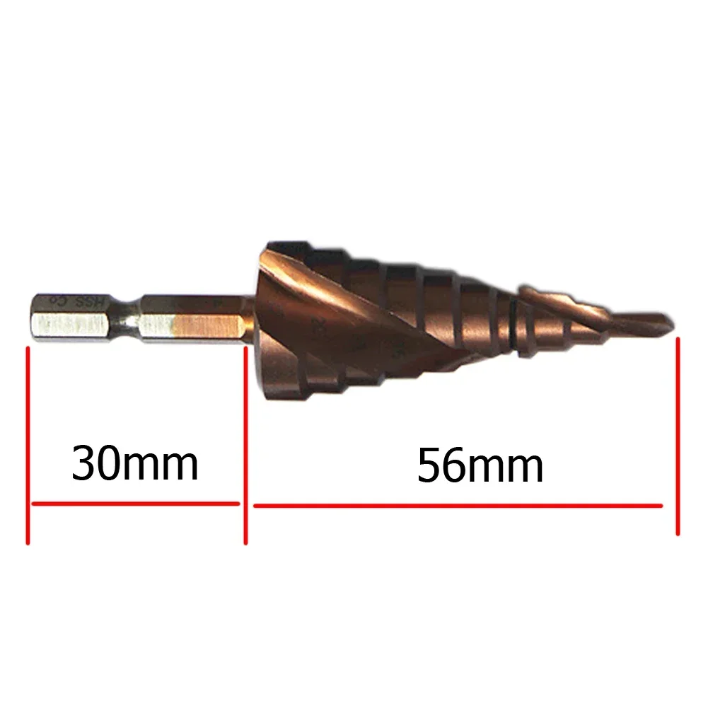 HSS Cobalto Codolo Esagonale Passo Cone Drill Bit 3-12mm/4-22mm/6-24mm Hole Saw Cutter Strumento Tackle Foro Ha Veduto Taglierina di Legno Strumento di Potere