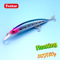 Testar Floating Minnow Bait Fishing Lure 110mm 20g Long Casting Stickbait Artificial Wobblers Jerkbait for Pike Bass Pesca