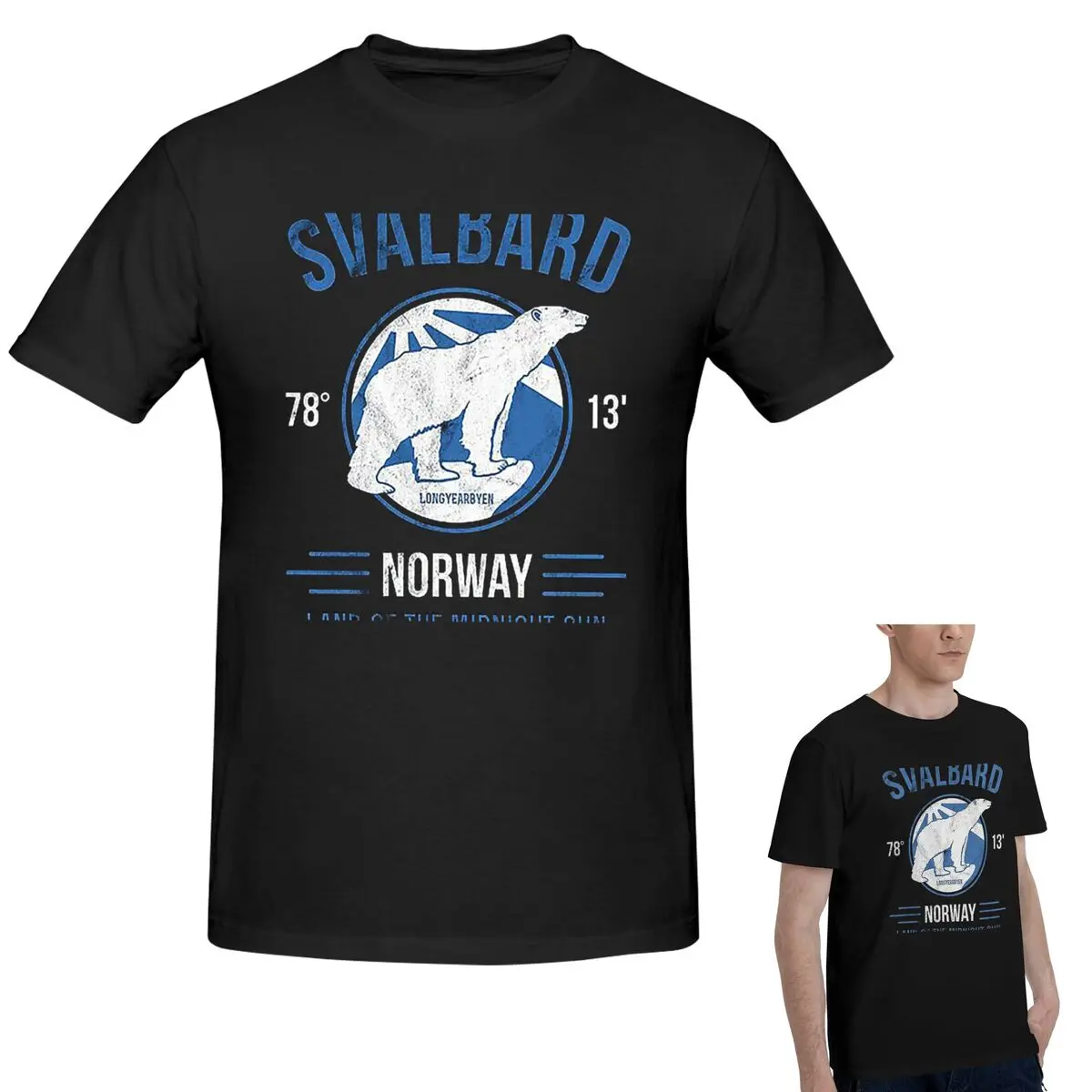 

Футболка из 100% хлопка Svalbard Polar Bear Midnight Sun In Norway, мужская классическая футболка большого размера, мужские рубашки с круглым вырезом, топы S-6XL