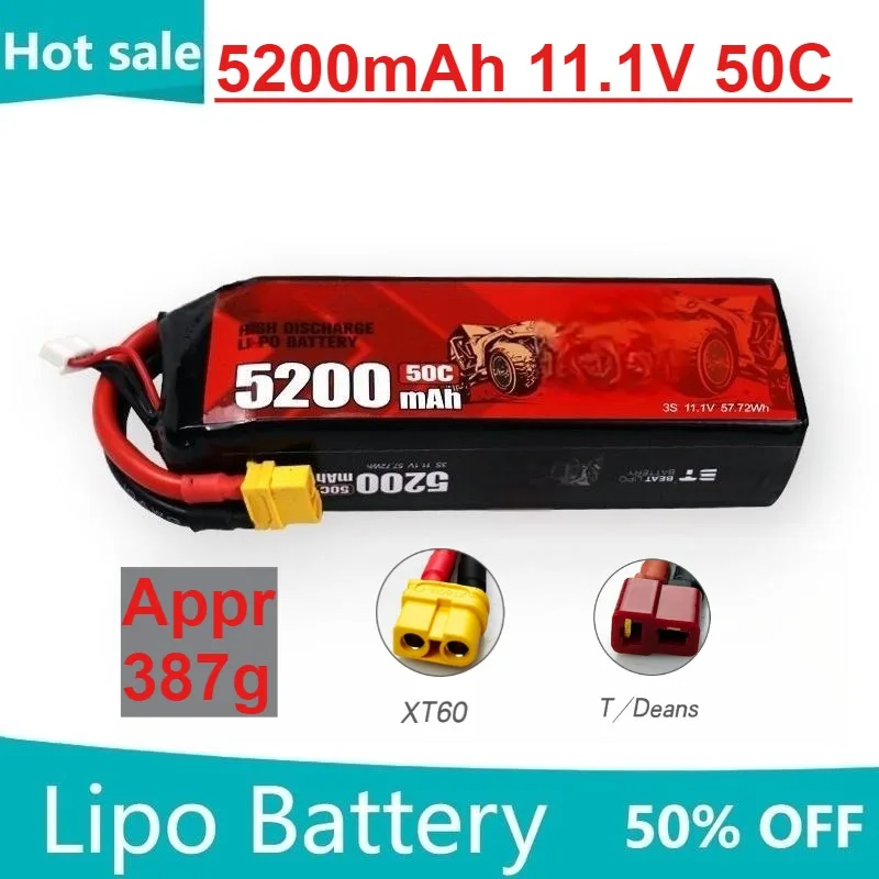 

Lithium Battery 5200mAh 3S 11.1V 50C High Power Long Endurance for Remote Control Toys and Parts