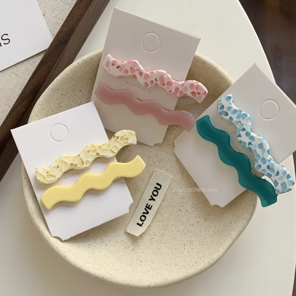 Simple Acetic Acid Hairpin for Women Side Clip Temperament Versatile One-word Clip Advanced Bangs Clip Broken Barrettes