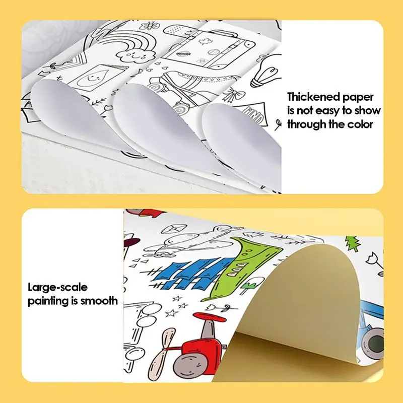 Cartoon Coloring Paper Roll Cartoon Long Drawing Rool Wall Adhesive Boosts Fine Motor Skills School Home Education Toy For Boys