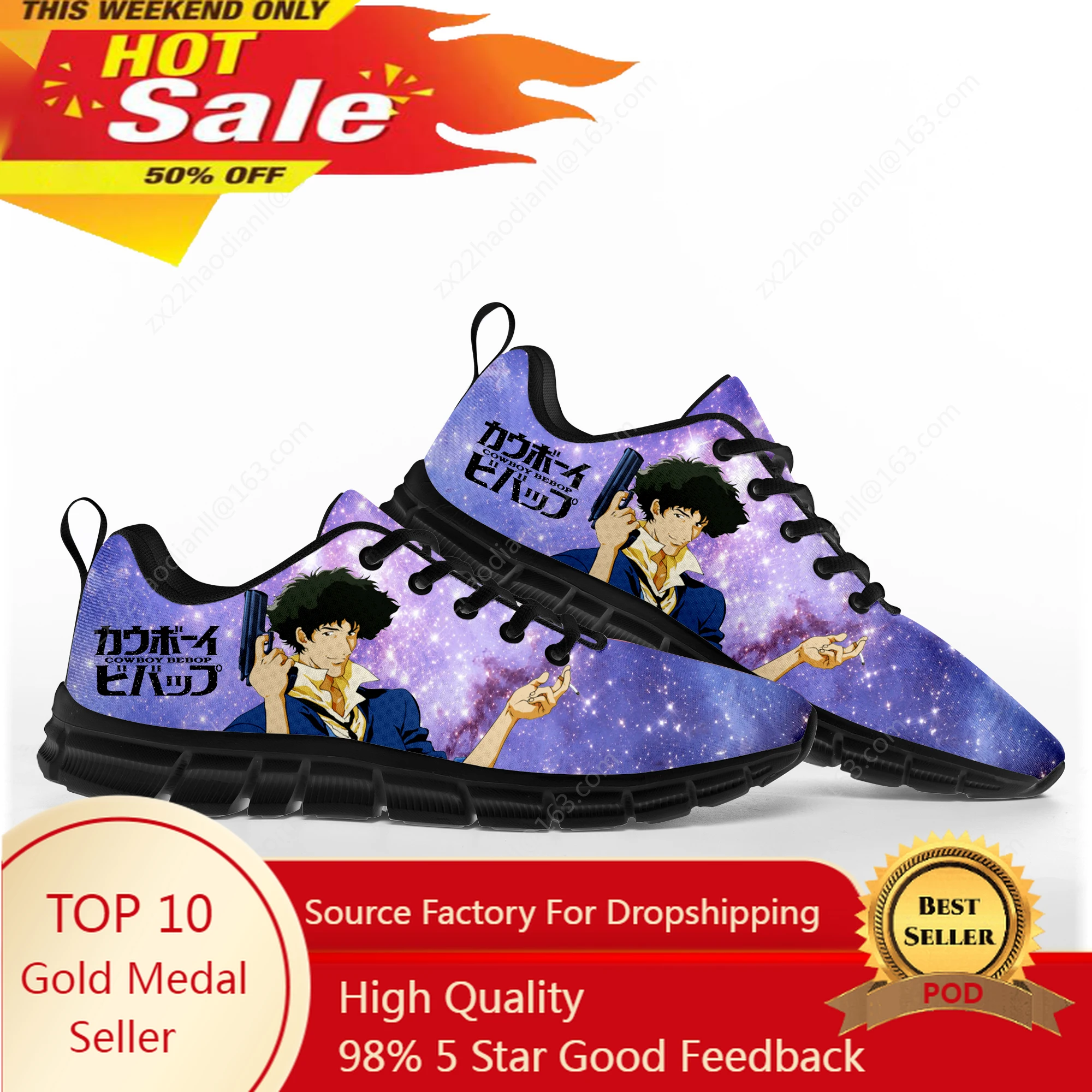 

Anime Manga Cartoon Cowboy Bebop Comics Sports Shoes Mens Womens Teenager Kids Children Black Sneakers Custom Couple Shoes