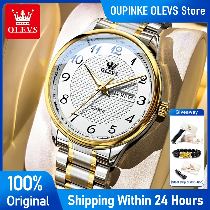 

OLEVS 5667 Mens Watch Casual Fashion Original Week Date Quartz Watch Waterproof Luminous Watches For Man Box Gifts Reloj