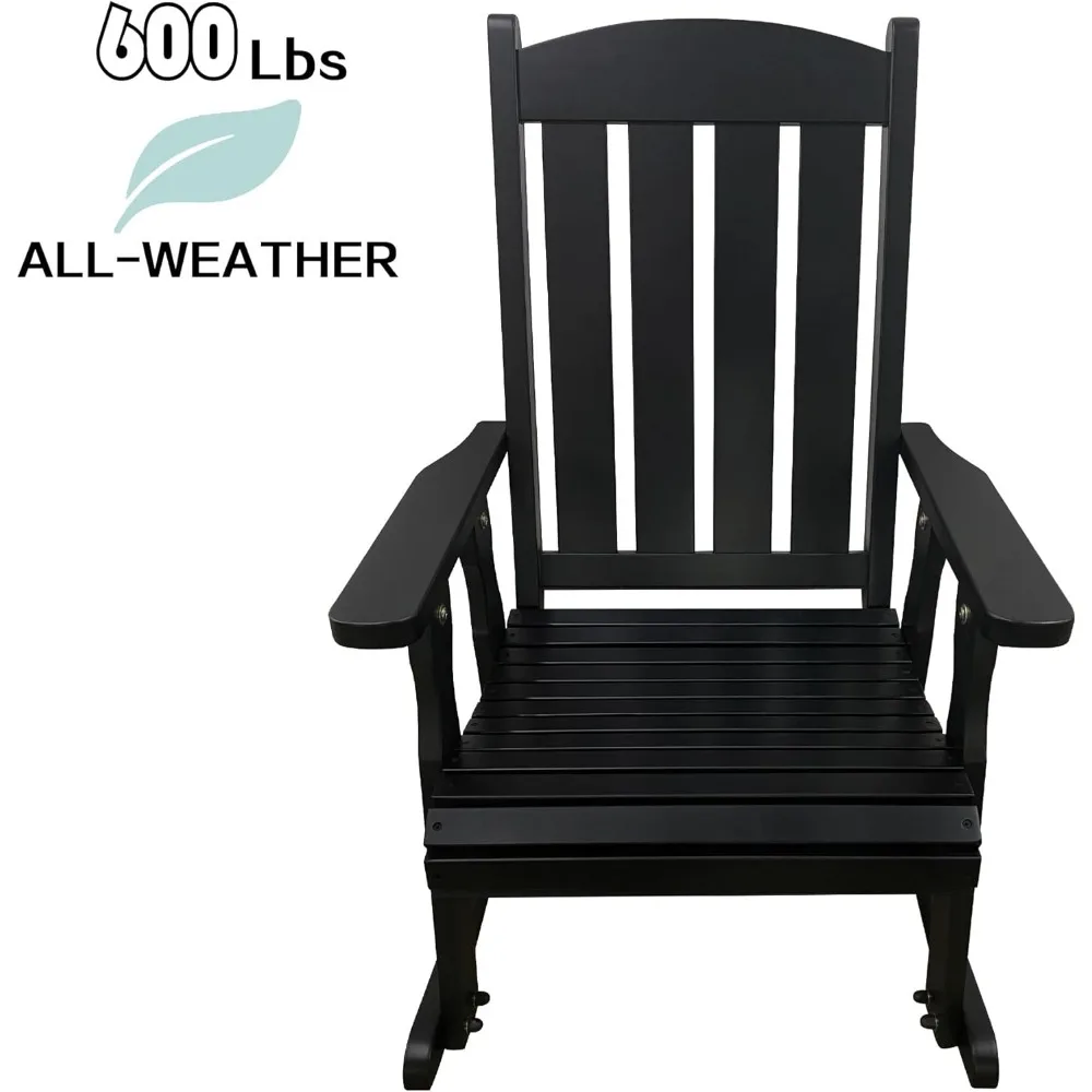 كرسي هزاز خشبي مع ميل مريح لمسند الظهر ومسند ظهر مرتفع ومقعد محيط عميق، خشب التنوب الصلب، شديد التحمل 60