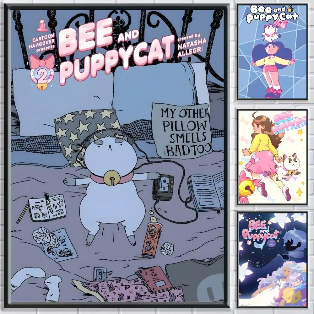 Bee And P-Puppycat Cartoon Poster Bedroom Living Room Study & Beyond Self Adhesive Decor + Perfect Gift
