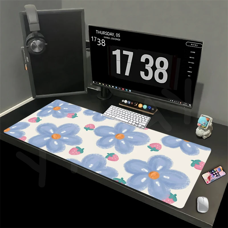 

Flower Mouse Pad Kawaii Mousepad Cute Mouse Mat Keyboard Mats Desk Pad XXL 90x40cm Desk Mat For Computer Mousepads