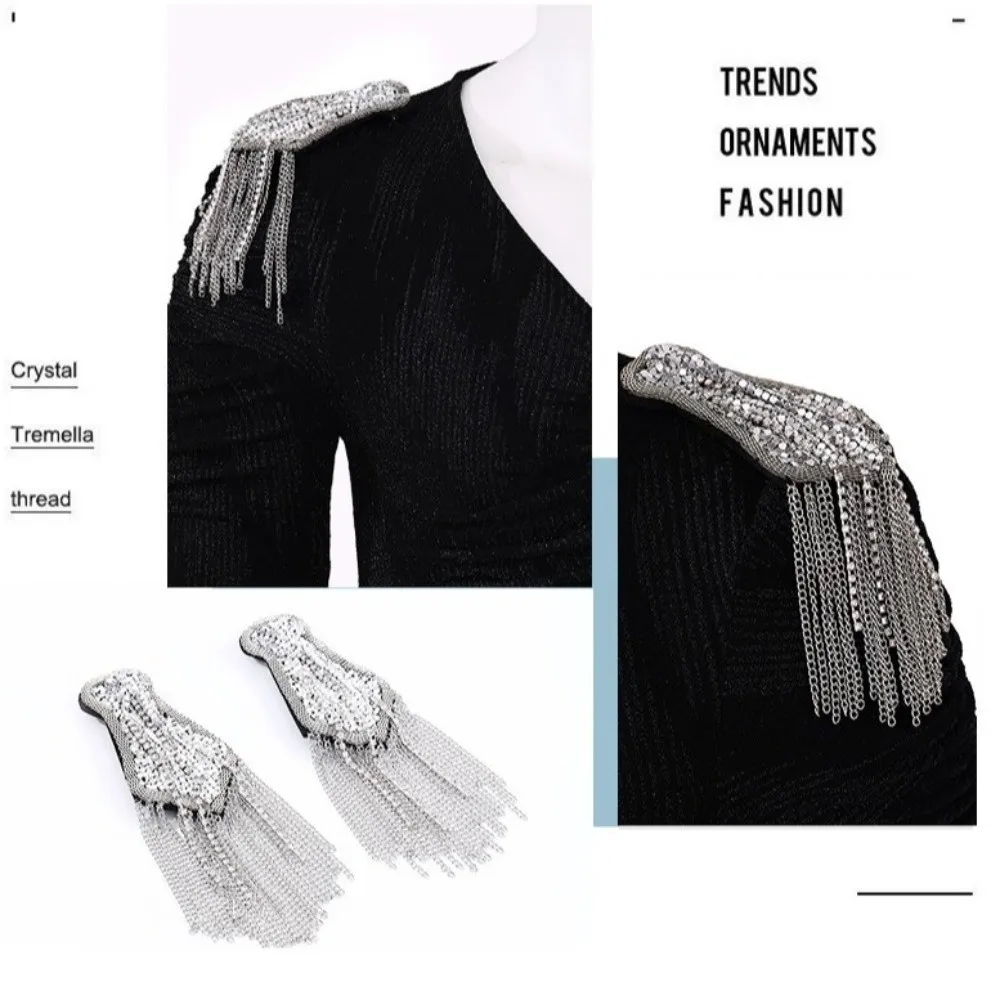 Exquisite Epaulet Tassel Chain Shoulder Board Punk Brooch Star Shoulder Flash Cool Badge Fringe Shoulder Mark Suit