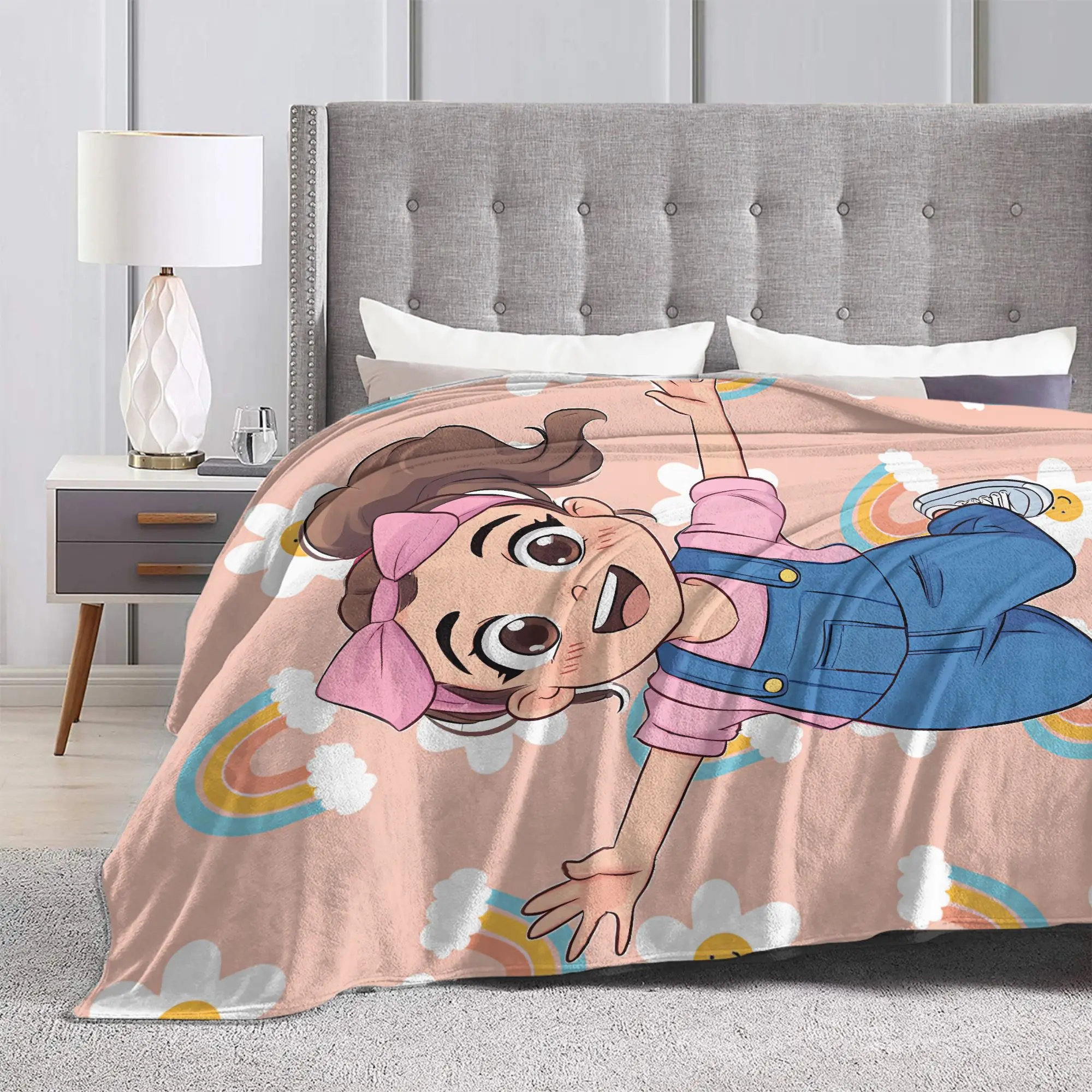 بطانية ملكة جمال راشيل عالية الجودة دافئة وناعمة رمي بطانية ربيعية للأطفال في غرفة المعيشة مفرش سرير أنيق