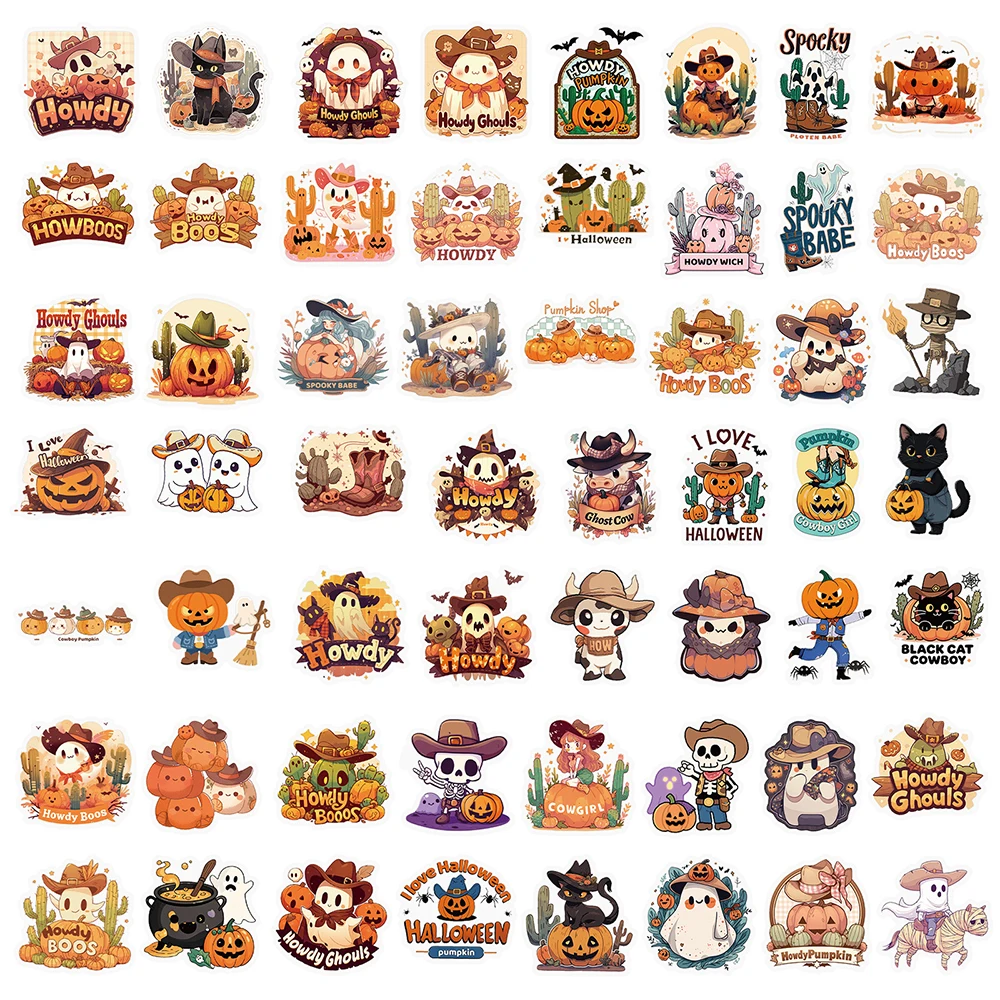10/30/50pcs Transparent Cute Halloween Ghost Cartoon Stickers Funny Pumpkin Decals DIY Motorcycle Phone Guitar Kids Sticker Toys