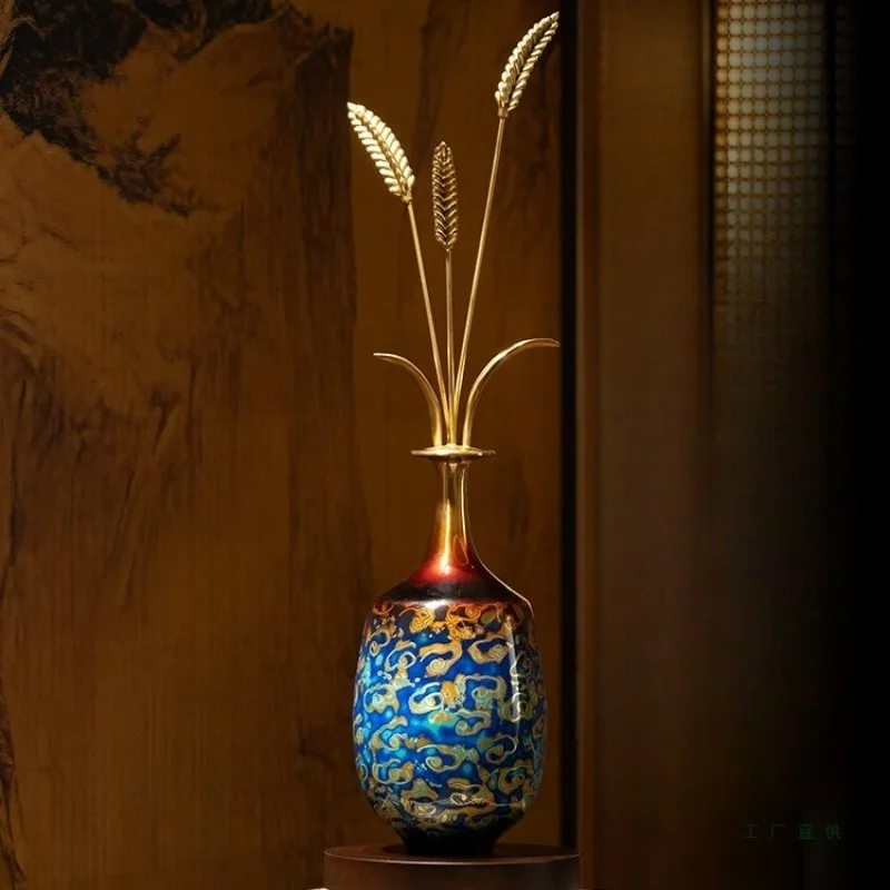 

Copper wheat ears ornament entrance entrance vertical height new Chinese slender decoration housewarming opening gift