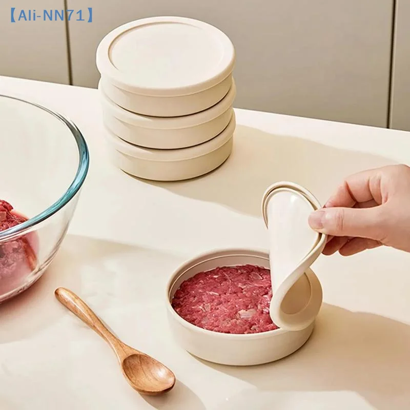 【NN71】Circular Beef Patty Silicone Lunch Box Microwave Heated Silicone Fresh-Keeping Box, Snack Salad Bento Box