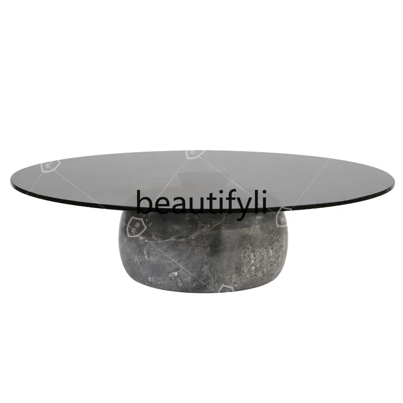 Italian minimalist round marble coffee table Nordic simple model room coffee table