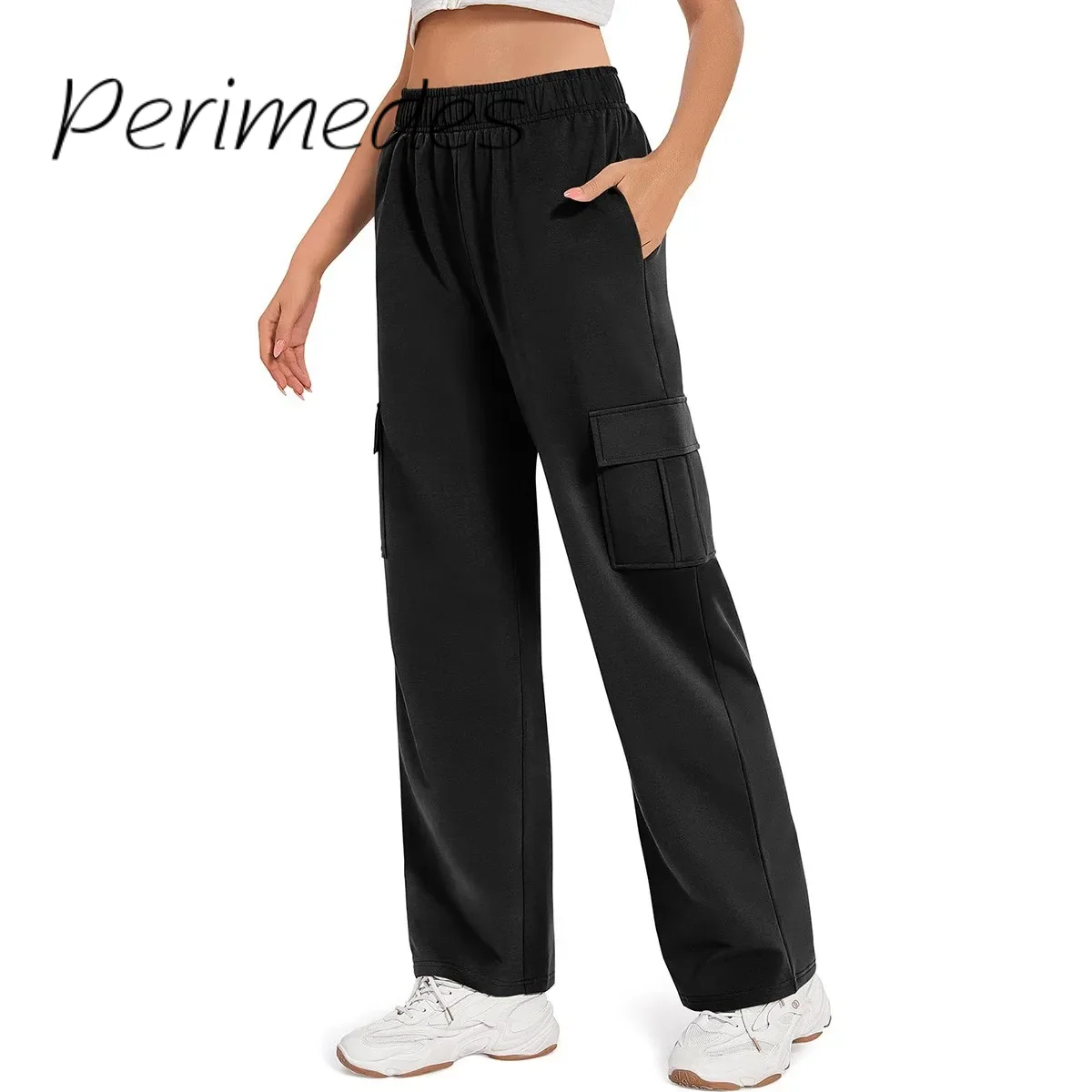 

Pantalones Women'S Workwear Pants Casual Loose Solid Color Fashionable Trousers High Elastic Waist With Multi-Pockets Pants