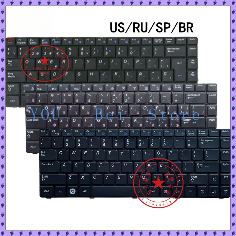 Teclado para ordenador portátil US/BR/RU/SP para Samsung R418 R420 R423 R425 R428 R429 R430 R439 R440 R463 R464 R465 R467 R468 R469 R470 R478