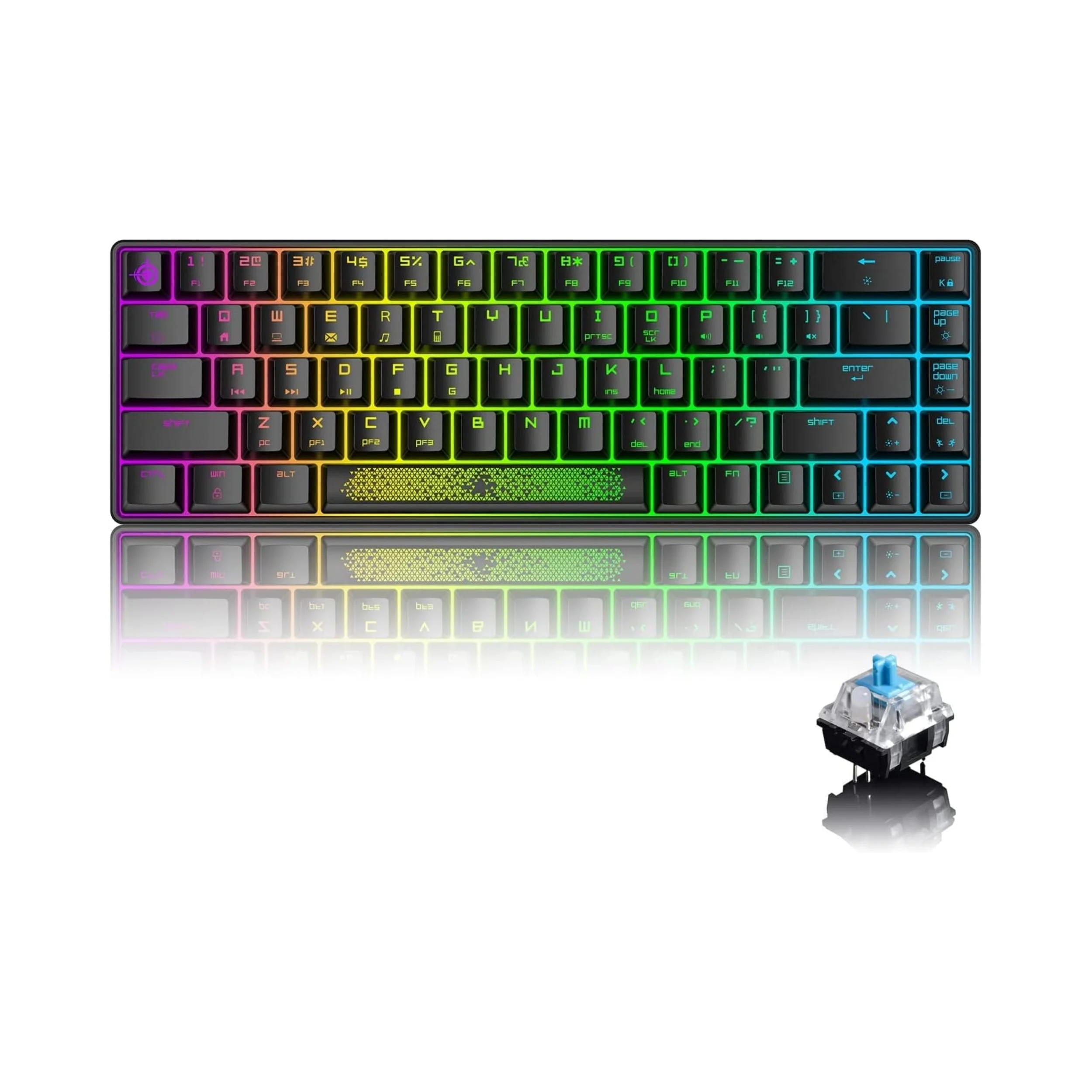 MAMBASNAKE MK14 Mini Wired Mechanical Keyboard, Gaming Keyboard with Chroma RGB Backlit,Clicky Blue Switch