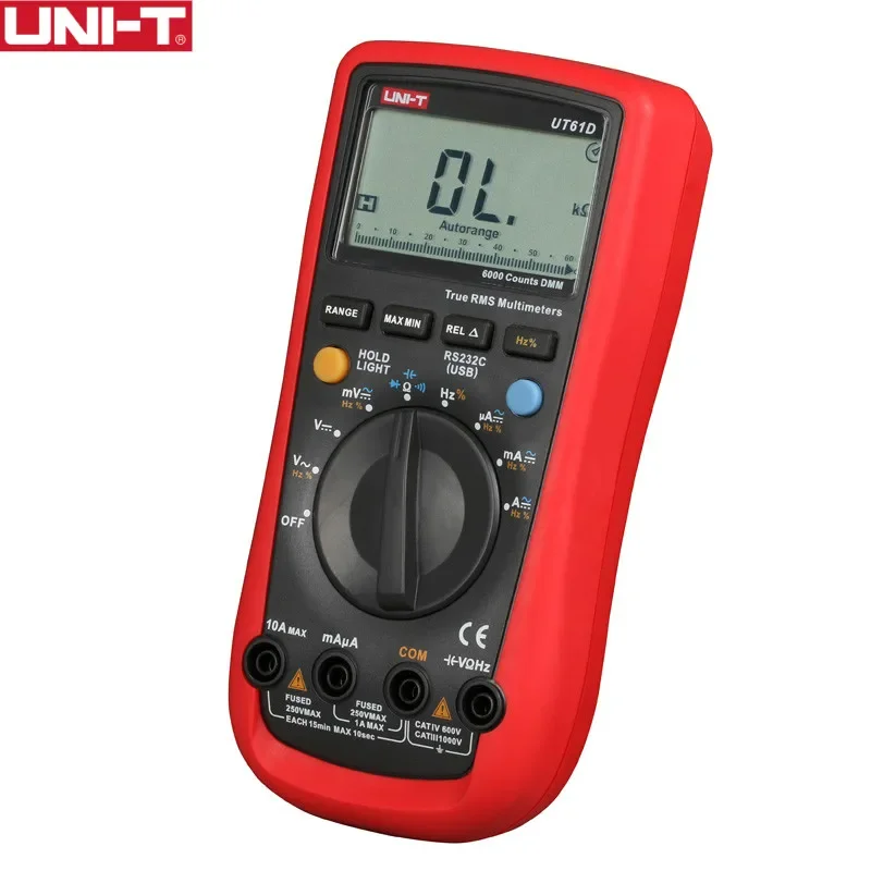 

UNI-T UT61D Digital Multimeters True RMS 0.5s Fast Test AC DC Auto Range 1000V/10A Best Accuracy 0.01mA PC Soft Data Calculate