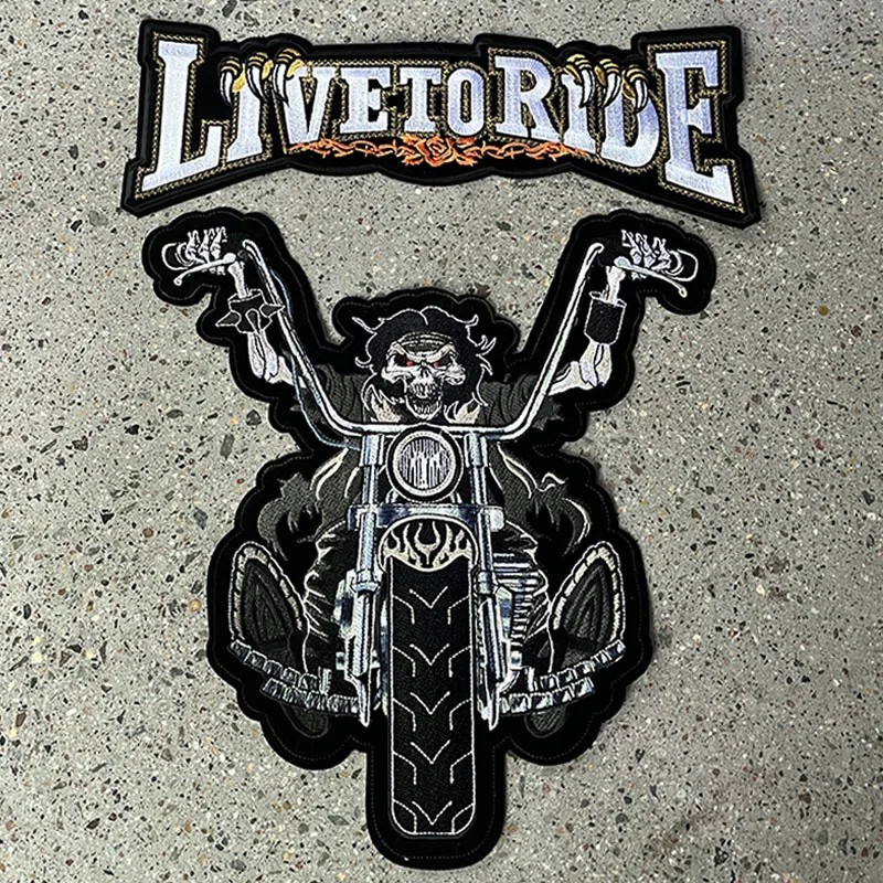 Large Back Embroidered Patches For Clothes Jackets Jeans Sew DIY Motorcycle Biker Punk Patch Iron On Patches For Clothing