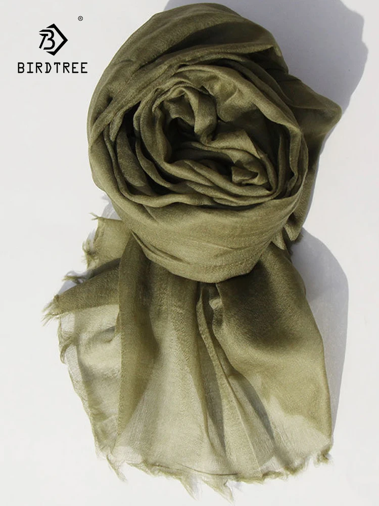 Birdtree 100%Cashmere 300S/Class Scarf Shawl Thin Summer Spring Ladies Elegant Soft Versatile Mom's Gift Long Scarf New A3D561JC