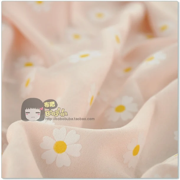 Six petal flower Pastoral Floral  Poplin Cotton Fabric DIY Children\'s Wear Cloth Make Bedding Quilt Decoration Home