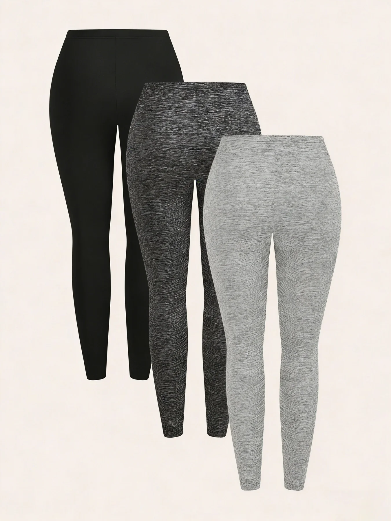 3PC Casual Plus Size High Waisted Elastic Tight Pants, 3 Pairs, Slimming Sports Leggings, Versatile Cropped Pants for Outerwear