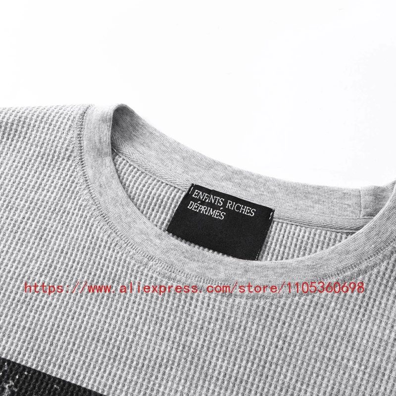 Men's Women's Casual Wear Vintage Style Gothic Font West Coast Long Sleeve Heavyweight Waffle Fabric Unisex High Street Top view 3