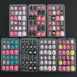 Faux bonbons auto-adhésifs pour enfants, nœud papillon mignon Kawaii, embouts de manucure coeur, couverture complète, N64.N64.Christmas Girl, 24 pièces par boîte