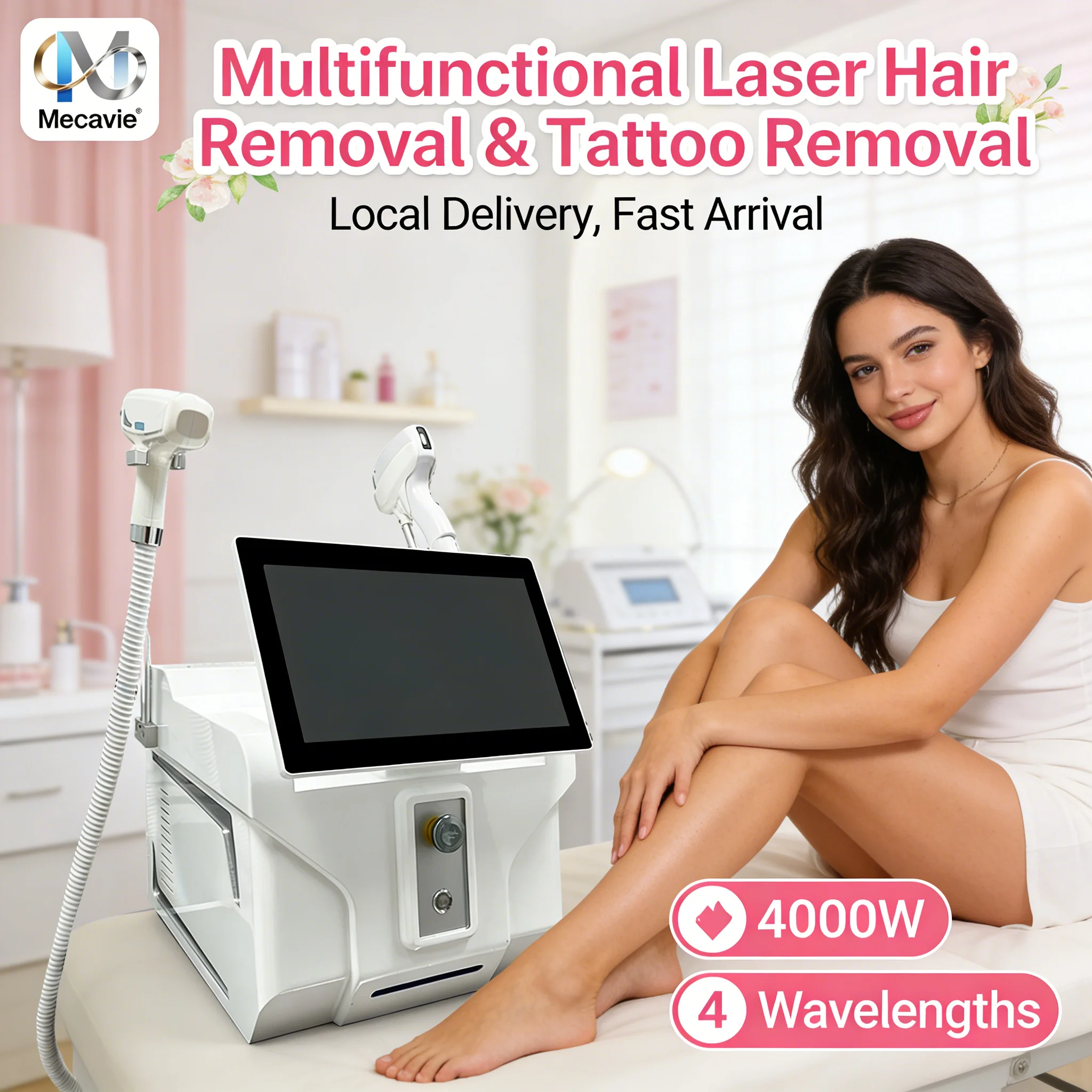 

Аппарат для удаления волос и татуировок 2-в-1: пикосекундный диодный лазер 4000 Вт, 4 длины волн, система охлаждения Ice Cooling, 808 нм, для салонов красоты