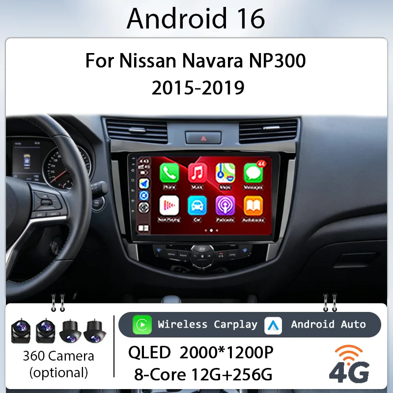 

Car Radio Multimedia Player 9" Android 16 for Nissan Navara NP300 2015-2019 Wireless CarPlay GPS BT WIFI DSP IPS Touch Screen