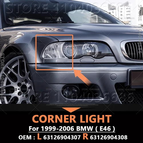 Para 1999-2006 BMW 323Ci 325Ci 328Ci 330Ci (E46) marcador de giro intermitente lámpara de luz de estacionamiento de esquina 63126904307 63126904308