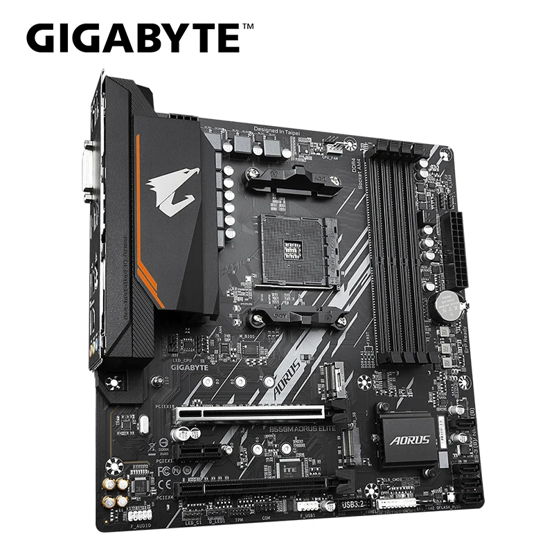 Placa-mãe AORUS ELITE, soquete Micro-ATX, AM4 para série Ryzen 5000, 4000, 3000, CPU, Dual Channel, DDR4, SATA3, M.2, Novo