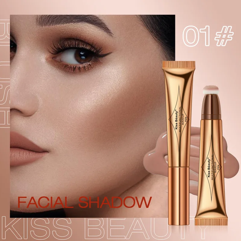 Pluma de maquillaje multifuncional, colorete líquido, lápiz de contorno nacarado, flash fino, ilumina naturalmente el rostro, utiliza para resaltar el contorno