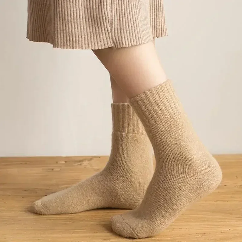 2024 New Winter Super Thicker Warm Wool Male Men Women Socks Solid Socks Merino Wool Against Cold Snow Terry Socks