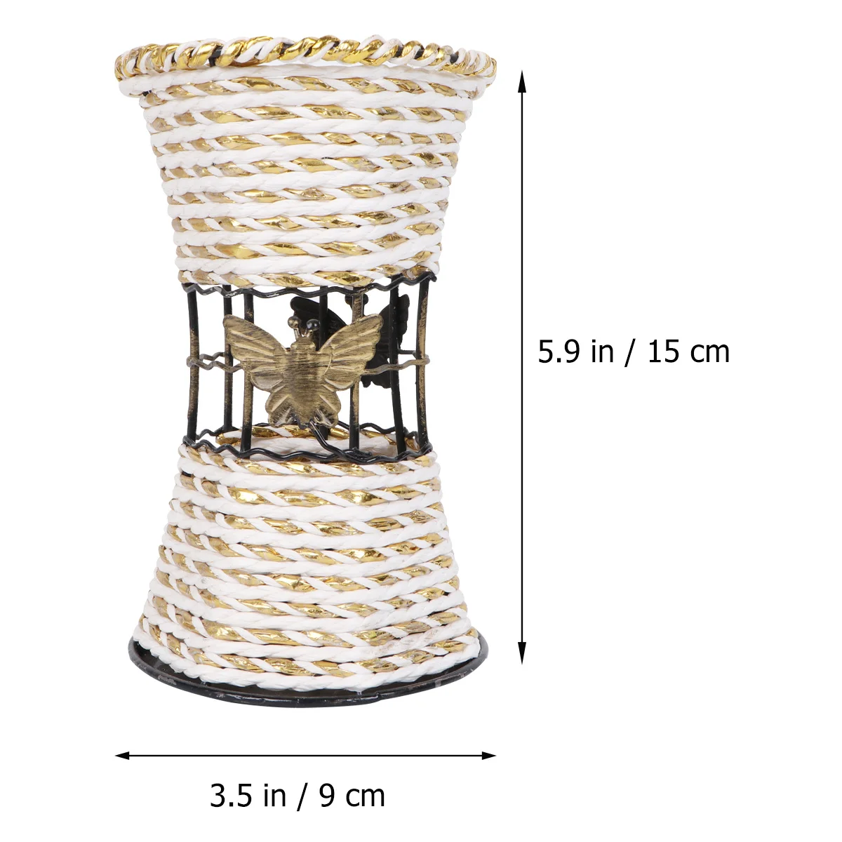

1Pcs Small Iron Art Flower Vase Simulated Rattan Woven Design for Home Balcony Garden Decoration Eco-Friendly