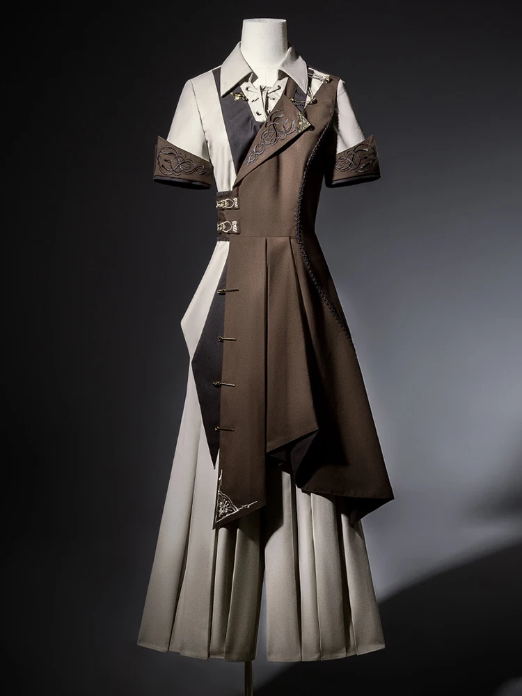 Оригинальный комплект в стиле ретро в стиле Лолиты, средневековый красивый комплект нестандартной формы, нейтральное верхнее пальто в стиле Лолиты, комплект брюк