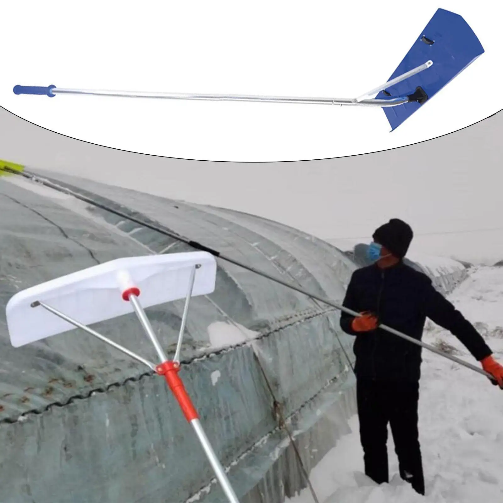 

Roof Rake Snow Rake Adjustable Length Extendable Handle Portable Cleaning Tool