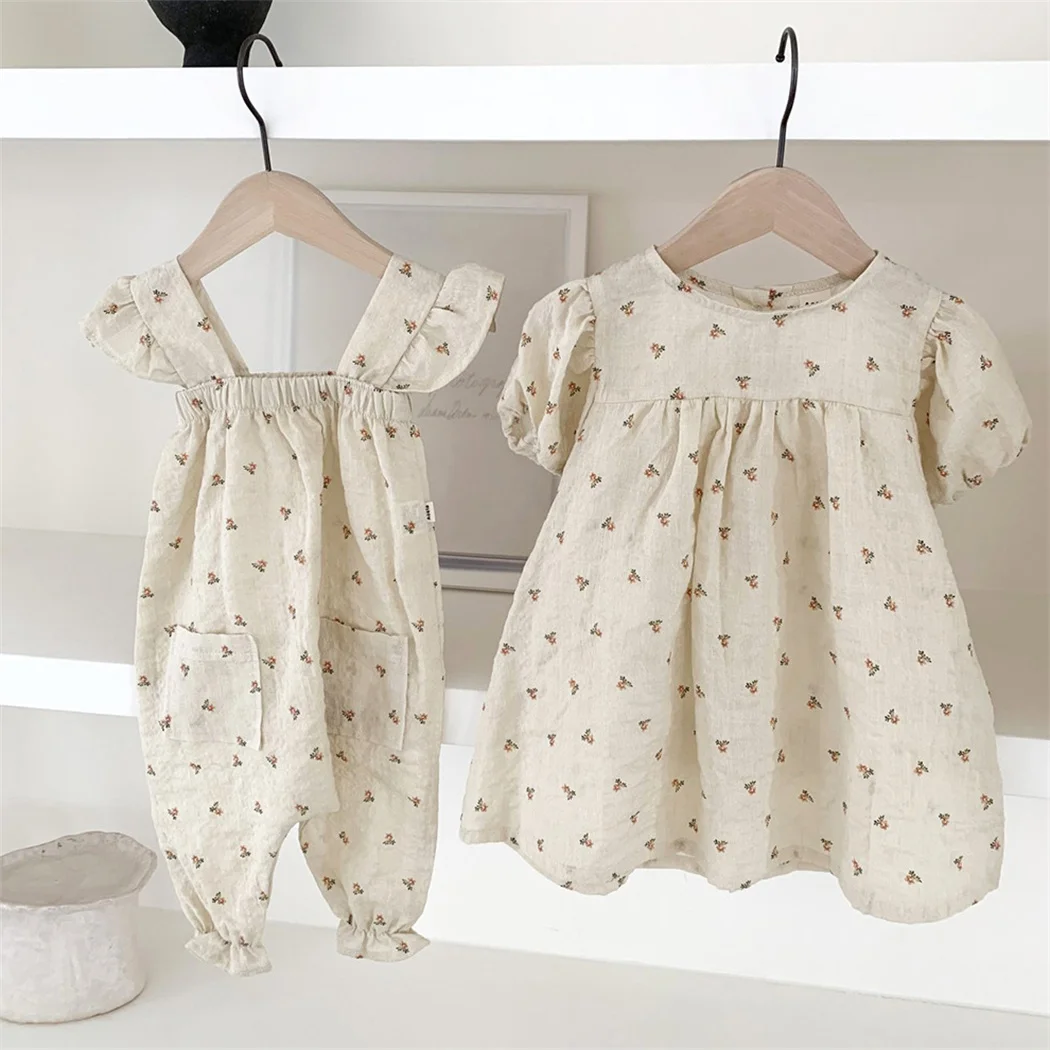 Baby Girls Jumpsuit Spring Summer Ruffles Lace Flroal Bodysuit for Toddler Clothing Elegant Kids Overalls Little Girls Rompers