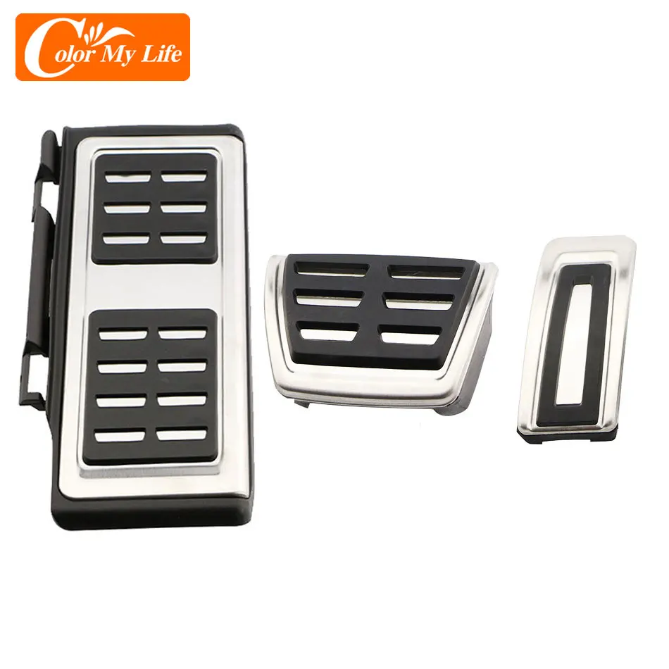 Color My Life AT MT Car Pedal Cover for Volkswagen VW T-Roc TROC T-Cross Tcross Tiguan 2017 - 2023 Stainless Steel Auto Pedals