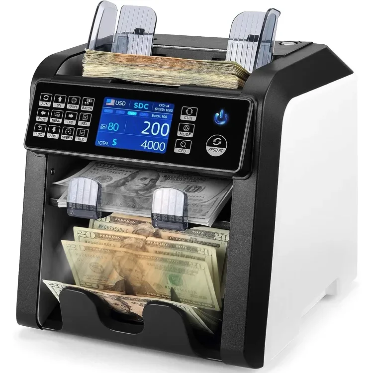 Dual Money Counter Machine Mixed Denomination with Reject Pocket, Value Counting, Counterfeit Detection 2 CIS/UV/MG/IR