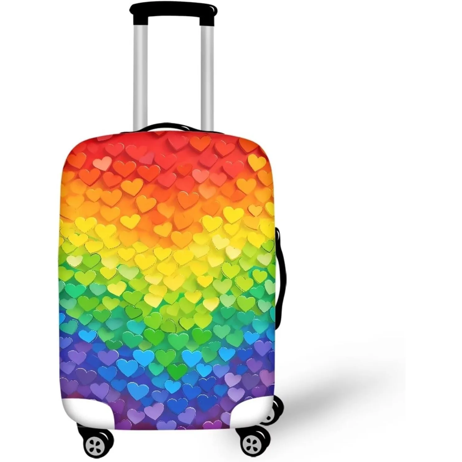 

Luggage Cover Bag Rainbow Heart Pattern Funny Luggage Protector Suitcase Cover Washable Elastic Luggage Case Cover