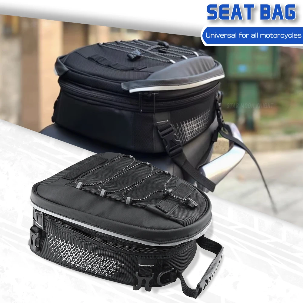 bmw、ヤマハ、ホンダ、スズキ対応-バイク用テールバッグ-ユニバーサルリアシート収納バッグ-ショルダーストラップ付き