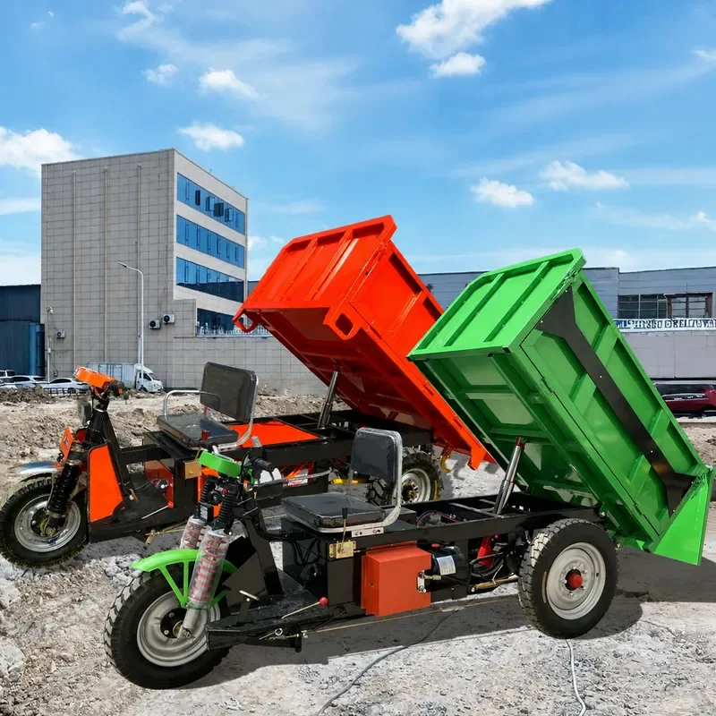 Electric Self Unloading Tricycle for Construction Site Material Handling Agricultural Orchard Breeding Short Distance
