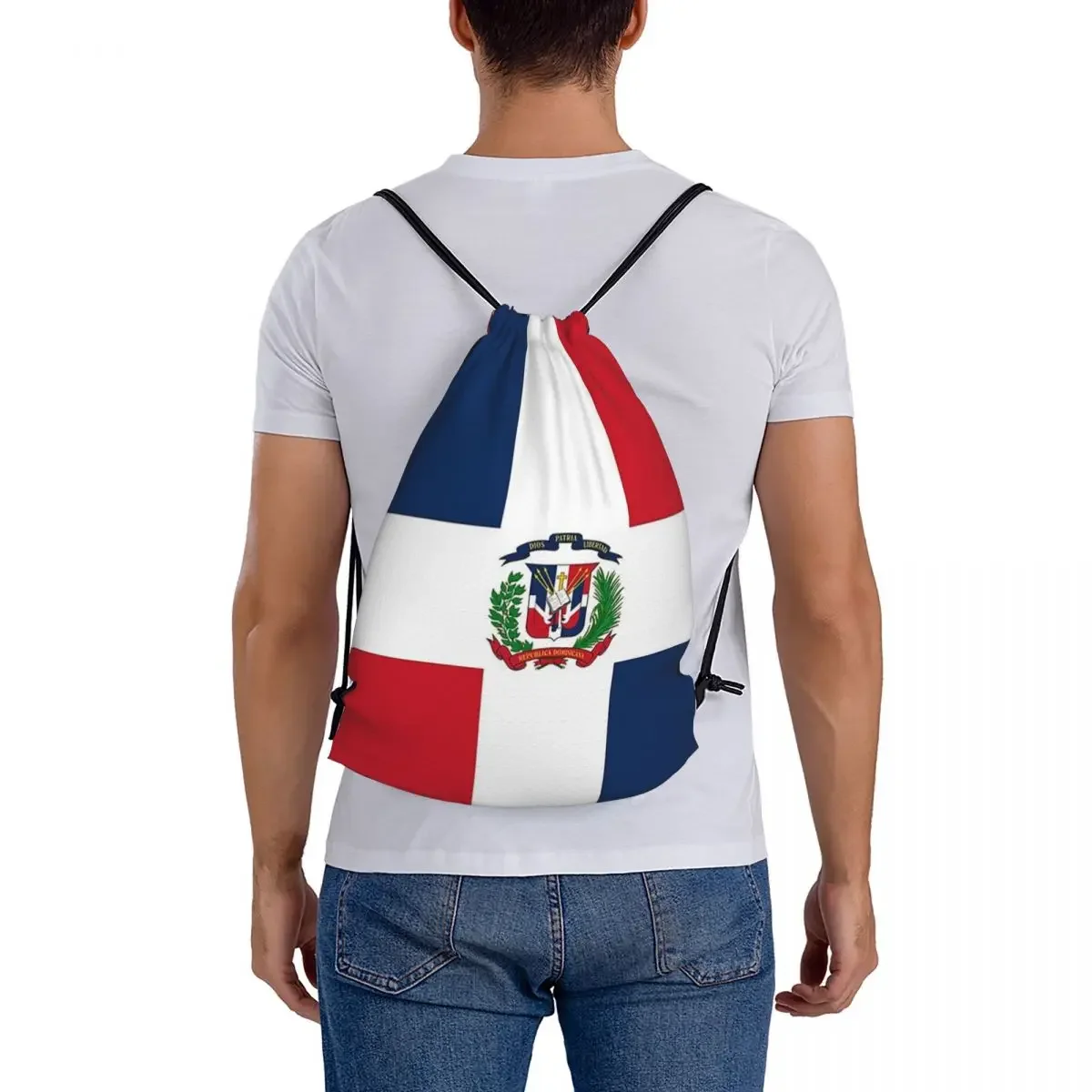 Dominican Republic Flag Gifts, Stickers And Other Products Backpacks Drawstring Bags Drawstring Bundle Pocket Sports Bag BookBag