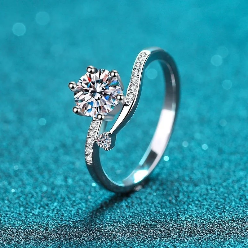 Joyce jelly 1ct d farbe vvs 3ex moissan ite ringe s925 sterling silber feiner schmuck trend iger einfacher stil frauen ring für hochzeit – Detail 5