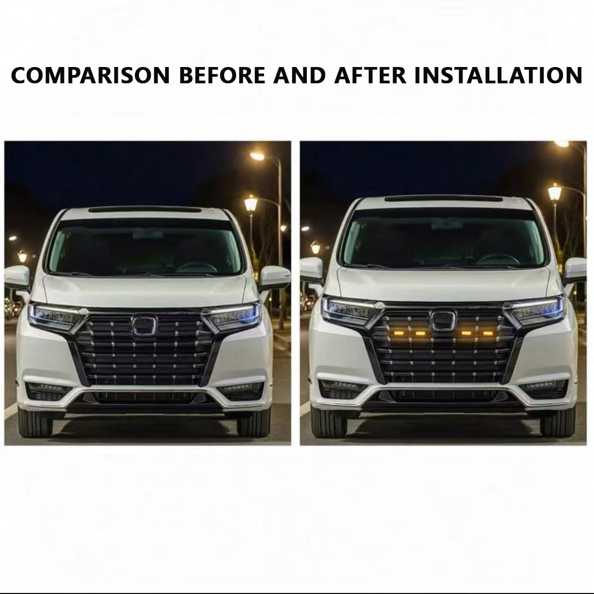 LED Car Lights Front LED Grille Lights With Harness Eagle Eye Lamp FOR 2022-2025 HONDA ELYSION center mesh small yellow light